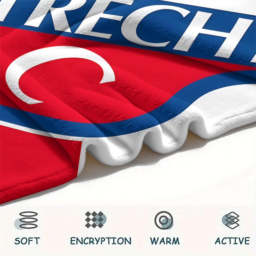 FC Utrecht Printed Flannel Blanket, soft throw for bedroom sofa, washable,soccer fan merchandise, great gift.