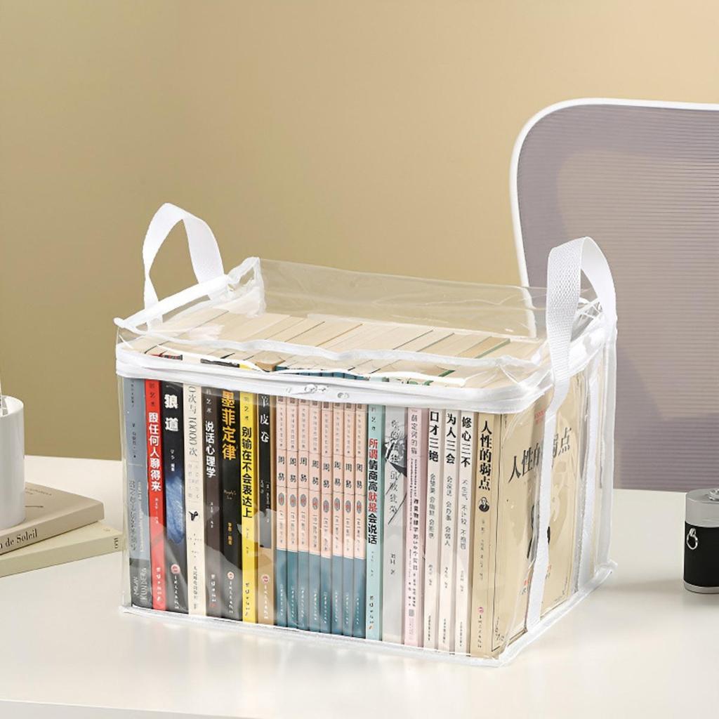 Multifunctional Toy Doll Storage Bag Household Large Capacity Portable Waterproof Book Sorting Organizer PVC Foldable Transparent Basket