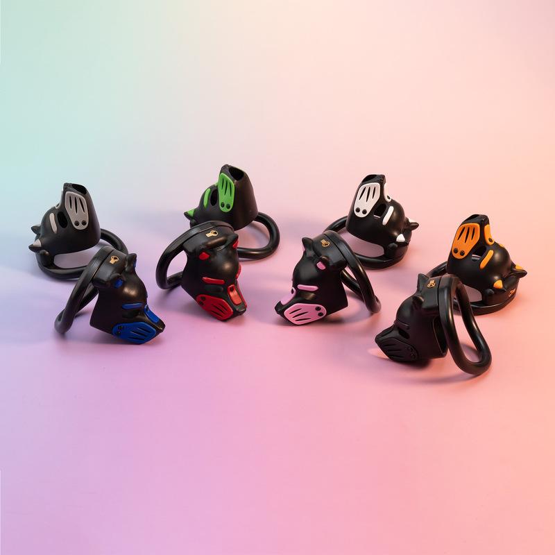 Puppy Head Small Plastic Cock Cage 4 Ring 6 Ring Locking Male Chastity Cage for Pet Play
