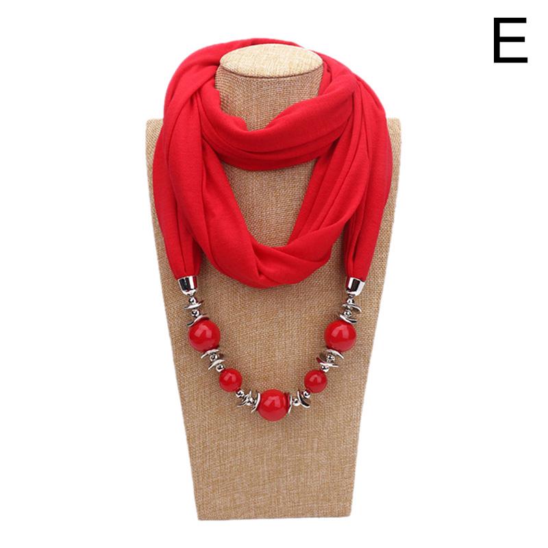 Women's Solid Color Necklace Collar Scarf Beads Pendant Autumn Winter Scarves Warm EMA