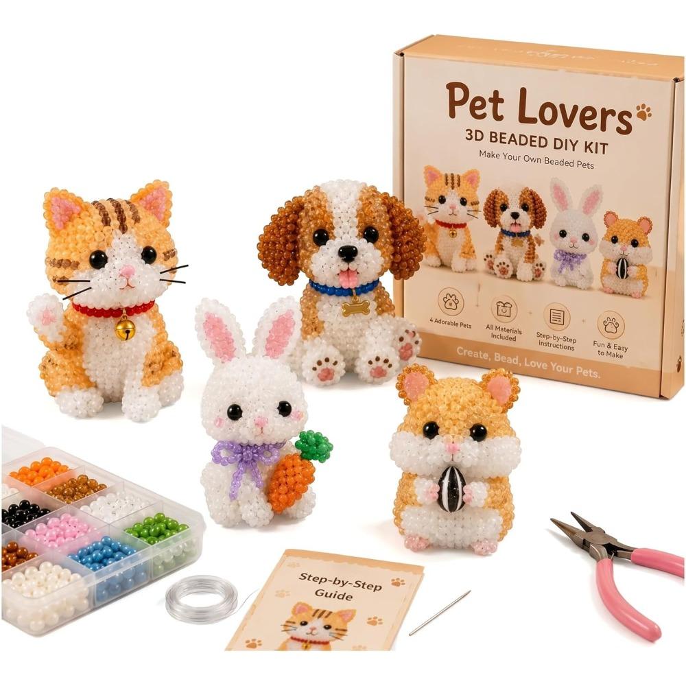 Tiny 3D Beaded Animal DIY Kit, Petite 3D Beaded Animal Craft Kit, 2026 New Cute Beaded Animal Kit with Colorful Beads and Instructions for Teens