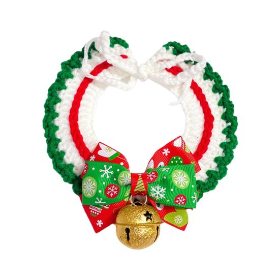 Рождественский ошейник для домашних животных, приятный для кожи, изысканный узор, эластичный, регулируемый, не раздражающий, нарядный