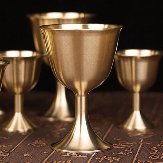 Бокал для вина Прочный хороший блеск Медь Портативная чашка для вина с гладкими краями Ежедневное использование