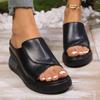 Fashion New Style Slope Heel Sandals Summer Fashion Round Head Open-toe Waterproof Table Anti-slip Wear-resistant Slippers