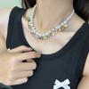 Dopamine Style Colored Zircon Necklace Sweet Pearl Choker Jewelry Pearl Beaded Necklace  Women