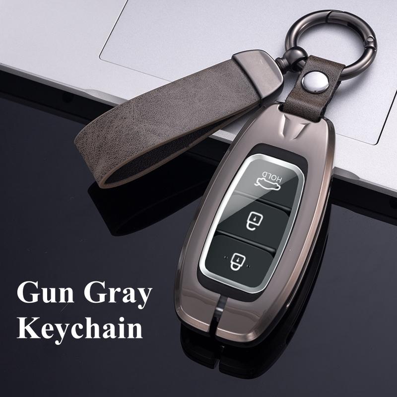 Metal Zinc Leather Car Key Case Cover for Hyundai I30 I40 Ix35 KONA Solaris Grandeur Ig Accent Santa Fe Palisade 2017 2018 2019