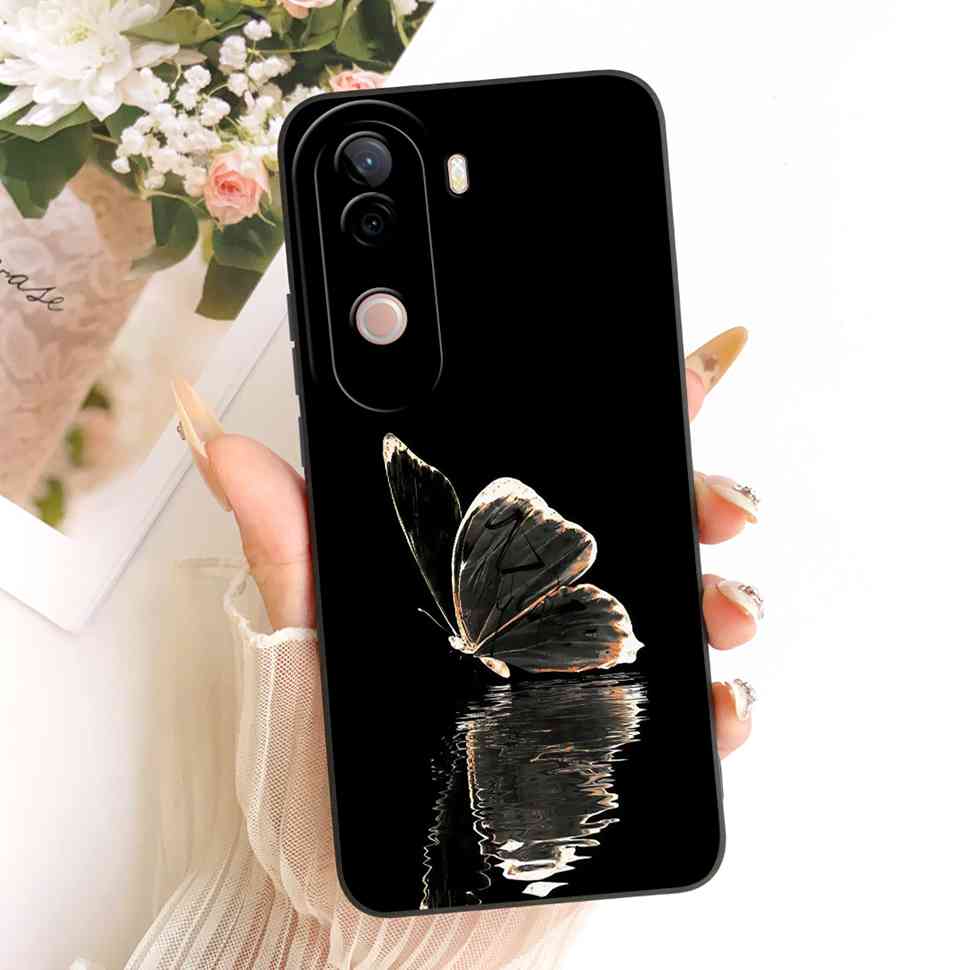 Чехол для vivo V40e 5G Милый Кот Кремовый Цветок Силиконовая Задняя Крышка Для Vivo V 40e VIVO V40E 5G V2403 Чехлы Для Телефона Бампер Fundas