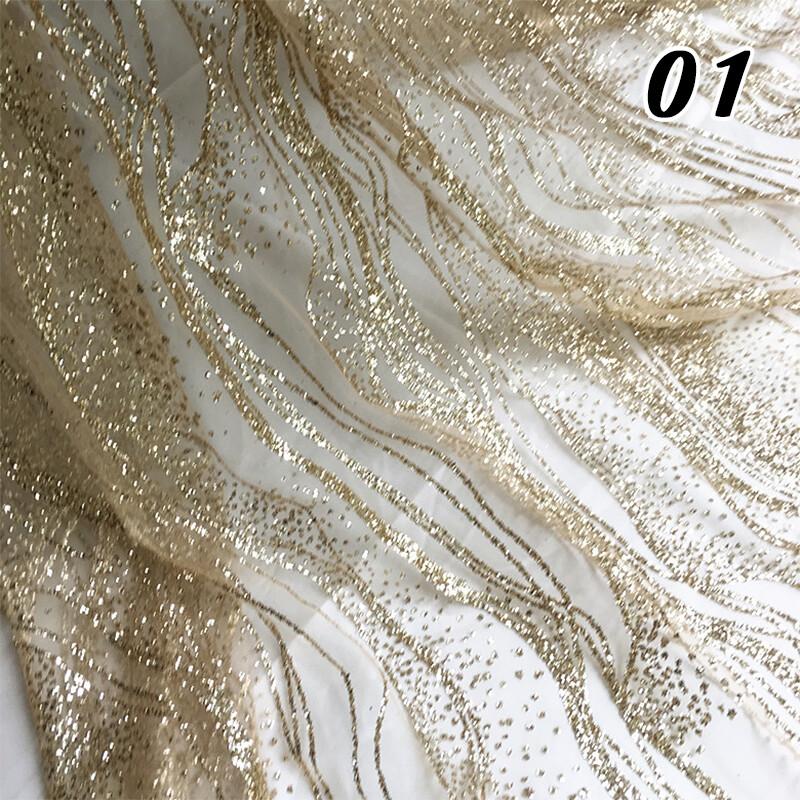 50x130 см Бронзирующий Глиттерный Пайеточный Волнистый Кружевной Ткань Материал для Свадебного Платья DIY Женское Платье Костюм Швейный Материал Одежды
