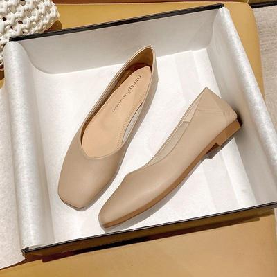 Туфли-лодочки с квадратным носком на плоской подошве, женская обувь, новая обувь с темпераментом, удобная обувь для долгого стояния, не утомляющая ноги, женская обувь