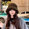 Winter Cross-border New Trend Plush Hat Women's Korean Version Fashion Foreign Style Leopard Print Bucket Hat Versatile Basin Hat To Keep Warm