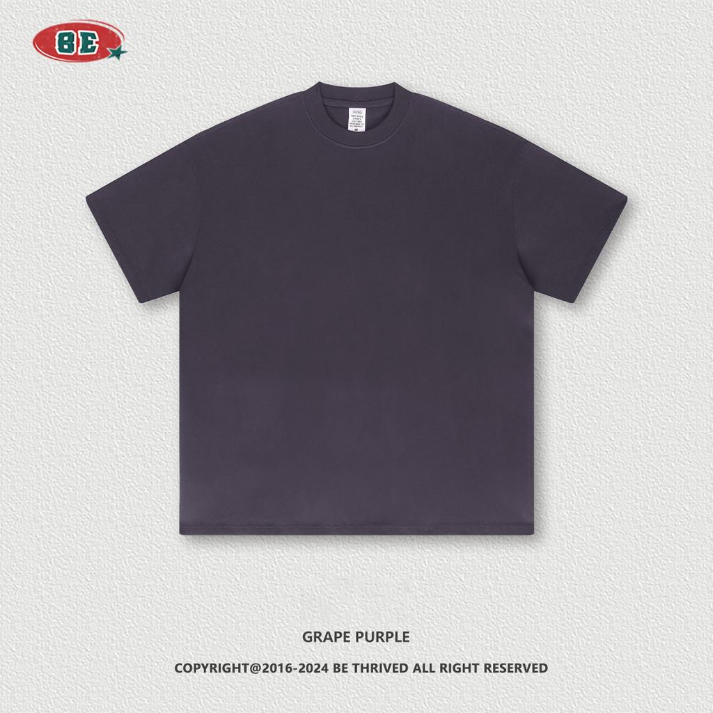 2024 футболка из чистого хлопка, тяжелый вес 425 г, однотонная с открытыми плечами, с короткими рукавами, свободная модная брендовая пара с короткими рукавами