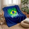 Brazil Football Printed Flannel Blanket Skin Friendly Warm Decorative Throw for Indoor Couch Bed Daily Use