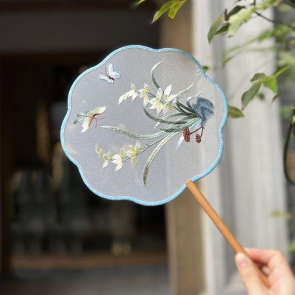 Handheld Chinese Style Fan with Pendant Silk Fan Classical Embroidery Fan Chinese Wedding