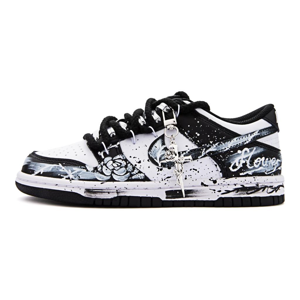 Nike Кроссовки Dunk Устойчивые к истиранию Дышащие Устойчивые к истиранию Дышащие Низкие Скейтбордические Обувь Унисекс Черный Белый DD1391-100(Команда1461-)