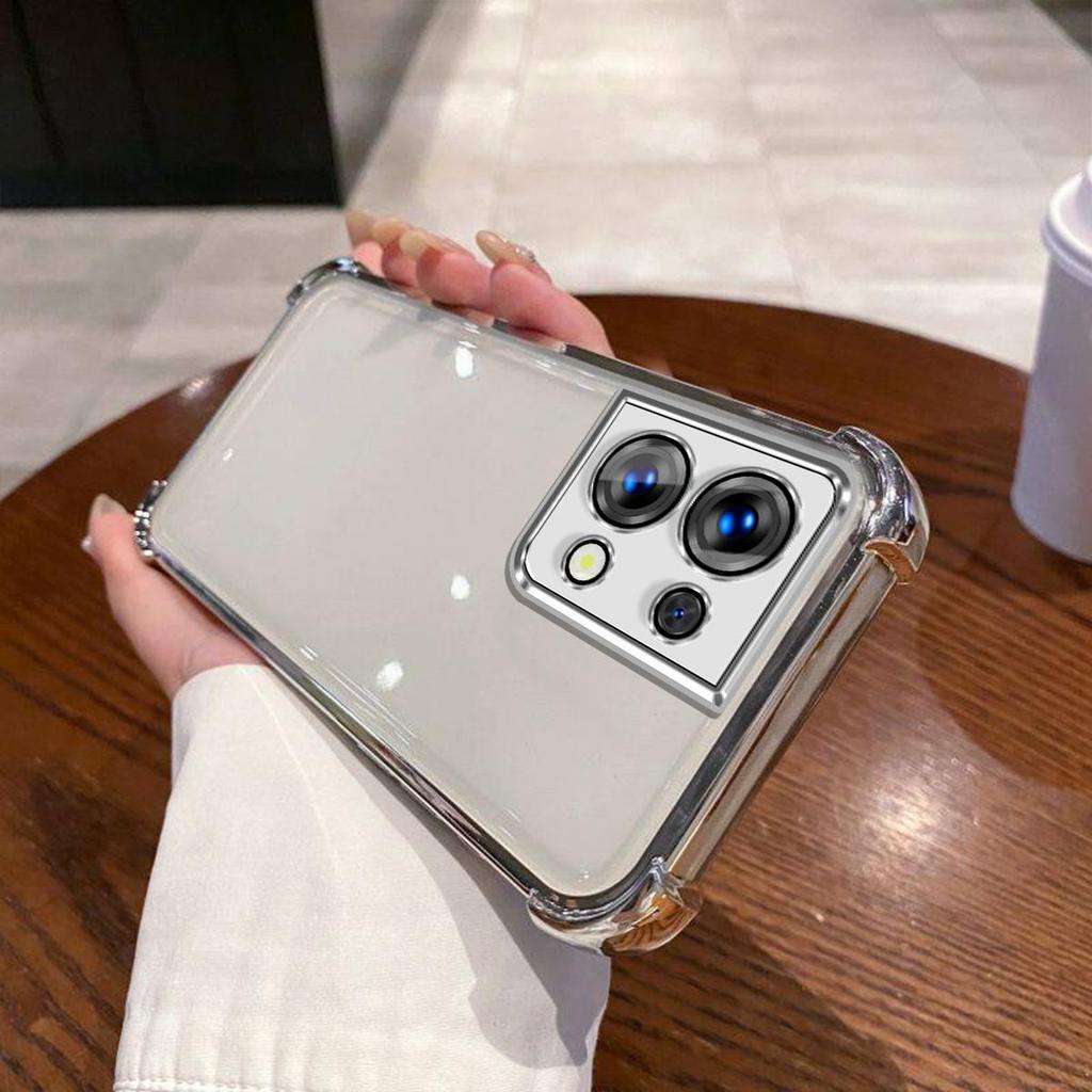 Чехол для OPPO Reno8 Pro 5G, Reno8 5G, с гальваническим цветным ободком, прозрачный чехол-накладка для телефона