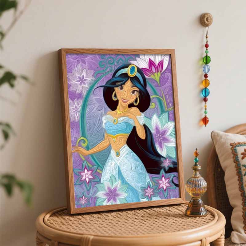 Disney oil painting Jasmine handmade diy art painting home decoration