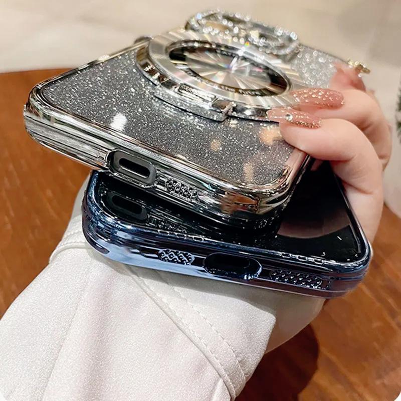 Чехол Samsung S24FE Luxury с кронштейном, блестящий чехол для Samsung Galaxy Note 20 Ultra 10 S24 S23 S22 S21 S10 S9 Plus, держатель для чехла