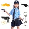 Косплей на Хэллоуин для детей-полицейских, непрерывный игровой набор [EVOLUTER] Дети, Девочки, Костюм, Костюм, Стрельба, Пистолет, Наручники, 7 предметов (130)