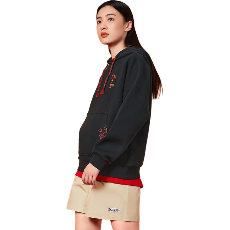 Li Ning Sports Lifestyle Series Pattern Вышитый однотонный свитер с капюшоном Женская толстовка Черная AWDS372-3