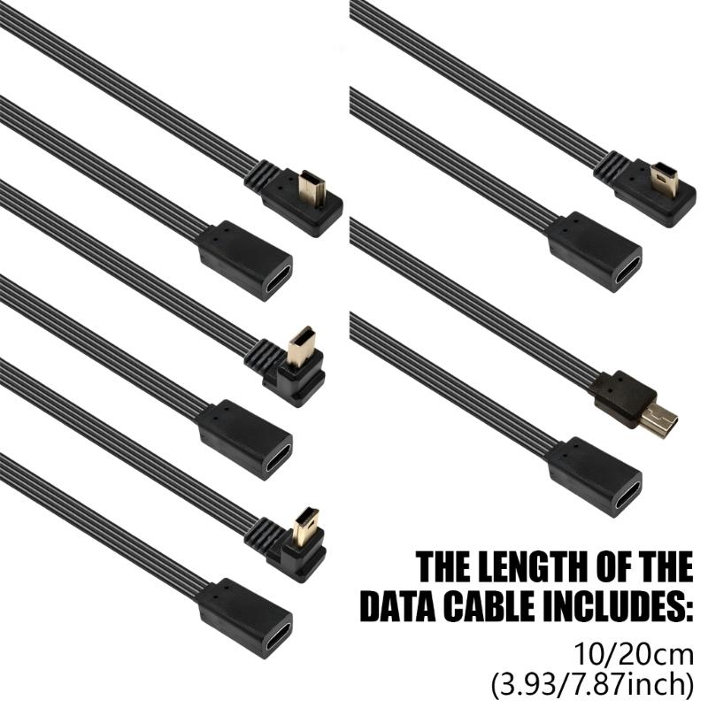 Зарядный кабель 26AWG Type C (розетка) - Mini USB (вилка) с передачей данных 480 Мбит/с для узких мест и различных устройств