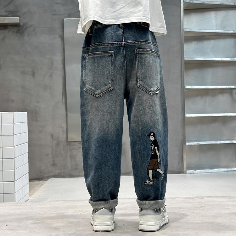 Джинсы для мальчиков Весна и Осень Брюки папы Детские джинсы для мальчиков Модные детские джинсы Свободные