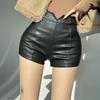 Women's Matte Black High-Waist PU Leather Shorts - Autumn/Winter Korean Style, Versatile Hip-Hugging Booty Shorts