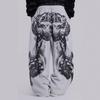 Y2K Streetwear Wide Leg Trousers With Graphic Print Loose Fit Mid-Rise Straight Pants Men Women
