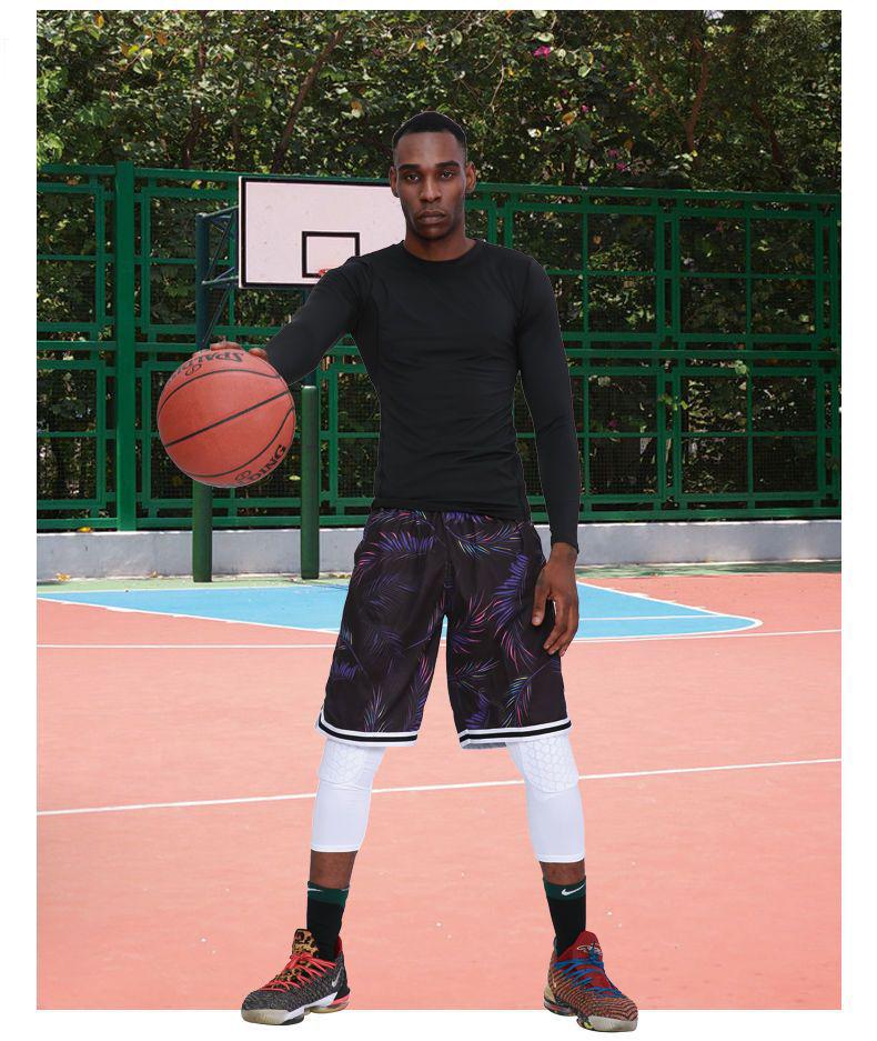 Мужские компрессионные баскетбольные штаны длиной семь восьмых с сотовой структурой и защитой коленей