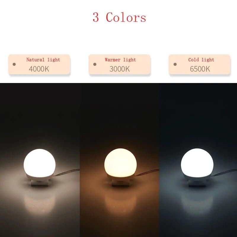Hollywood Makeup Vanity Mirror Light Stick On Professional Adjustable 3 Colors LED USB Bulbs String Stepless Dimmable Lamp
