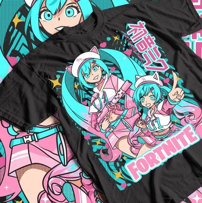 Футболка Hatsune Miku Fornite Girl Kawaii Project Diva Vocaloid Все размеры