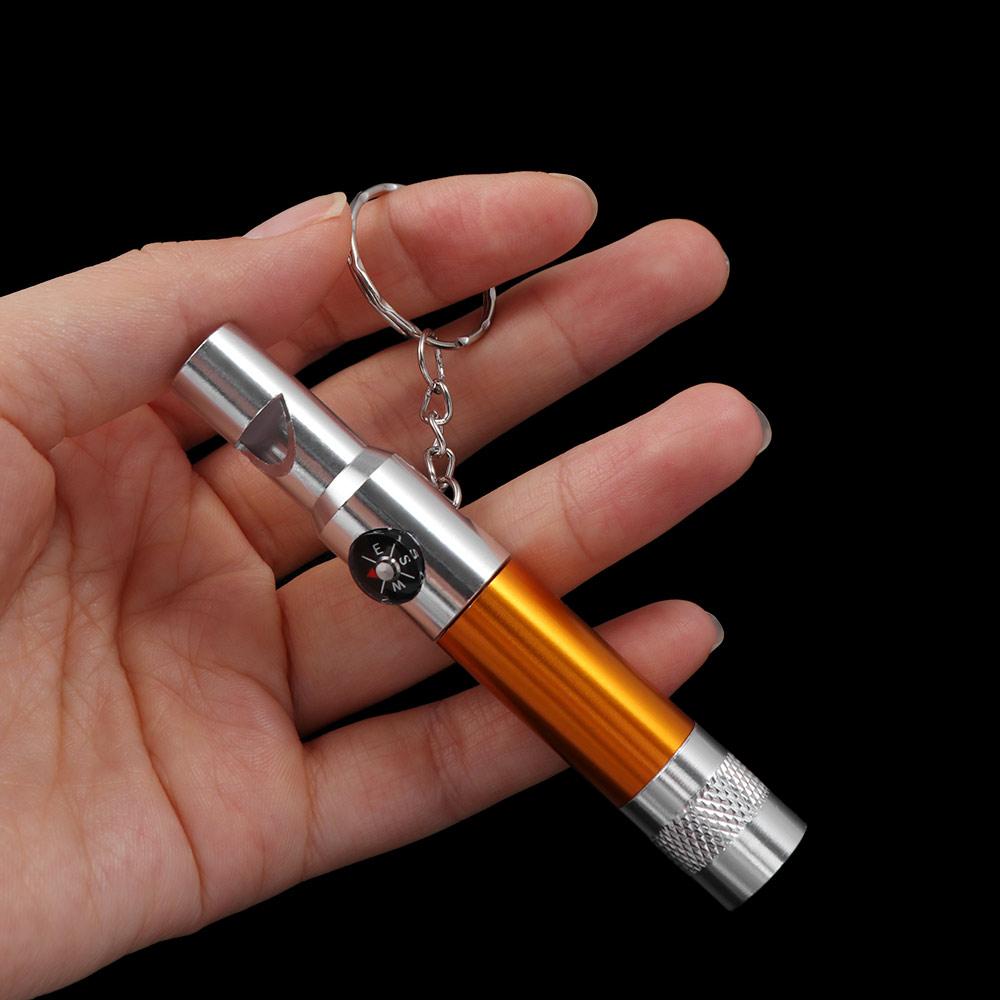 Sale Tools Portable Outdoor Survival Keyring Climbing Hiking Tool Whistle Compass Flashlight 3-In-1