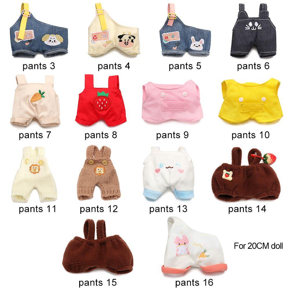 Animal Pattern Cotton Stuffed Dolls Knited Hat Mini Overalls Plush Suspender Pants Doll Clothes