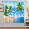 Summer Beach Starfish Sea Natural Sky Tree View Window Curtain For Living Room Kids Bedroom Bathroom Kicthen Door Home Decor2Pcs