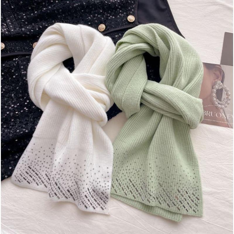 New Wool Knitted Scarf for Women In Winter Korean Style Fashionable and Versatile Warm Student Scarf Soft and Skin Friendly