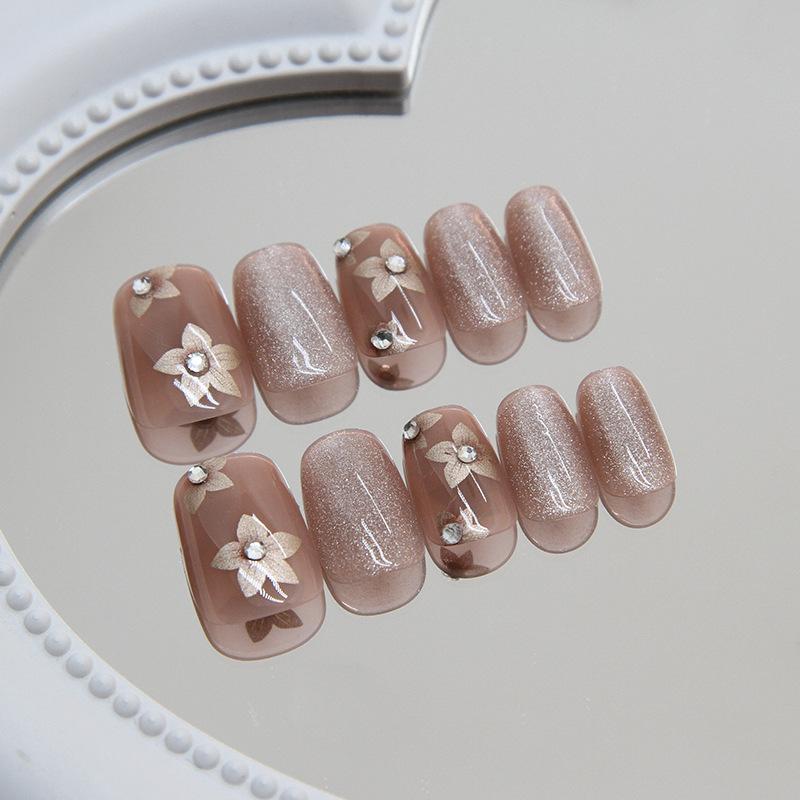 Светлая погоня кошачий глаз ноготь съемный ветер наклейка на ноготь цветок короткая Т-образная наклейка на ноготь 24 шт