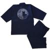 Курумэ Цумуги Сделано в Discharge Printed Japanese Тщательно отобранный высококачественный Navy Round Window [Edo Ten] Samue, Ткачество, Япония, Узор, Узор,