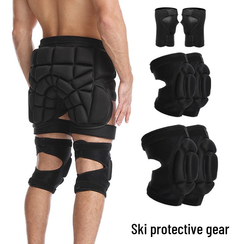 Защитное снаряжение для катания на лыжах и коньках: Утолщенные противоударные накладки на бедра, колени и локти для детей и взрослых - Водонепроницаемая зимняя верхняя одежда