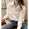 Stacked white shirt women's autumn and winter 1116 new design sense niche loose lazy style inside with bottoming shirt tide