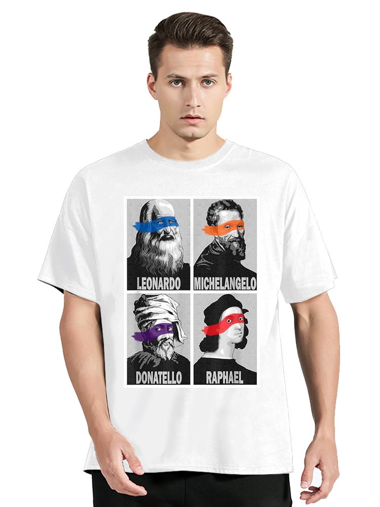 Leonardo Michelangelo Donatello Raphael Ninja Artist Tshirt Cotton Unisex Tops Tees Casual Ocollar Tshirt Fashion New T Shirt