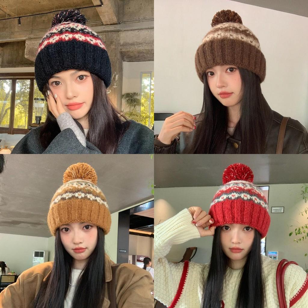 Knit Hat Women Acrylic Material Breathable Windproof Winter Fashionable Autumn