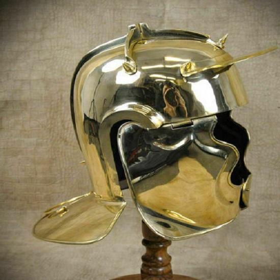 18GA Pure Brass Medieval Roman Imperial Soldier Helmet Roman Gallic Centurion