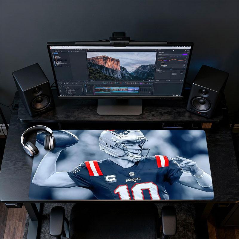 Drake Maye Mouse Pad, Large Gaming Desk Mat, Non-slip XXL Mousepad for Laptop & Tablet, Mini PC Playmat with Stitched Edges