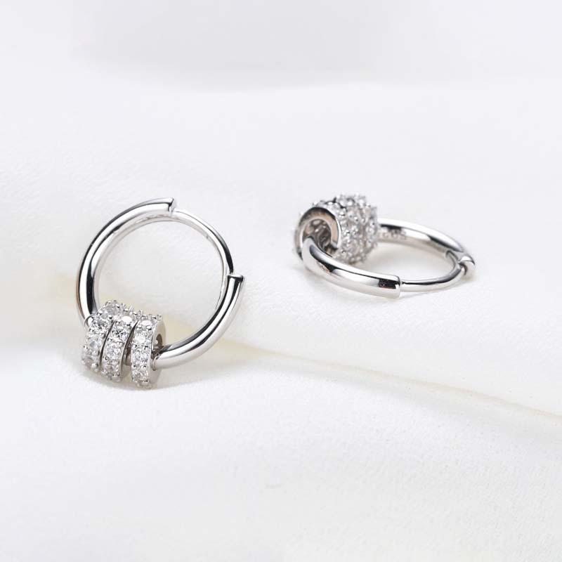 Fine Jewelry 925 Silver Hoop Earring for Women Micro Inlay Zircon 925 Sterling Silver Earrings Circle Pendant Earrings