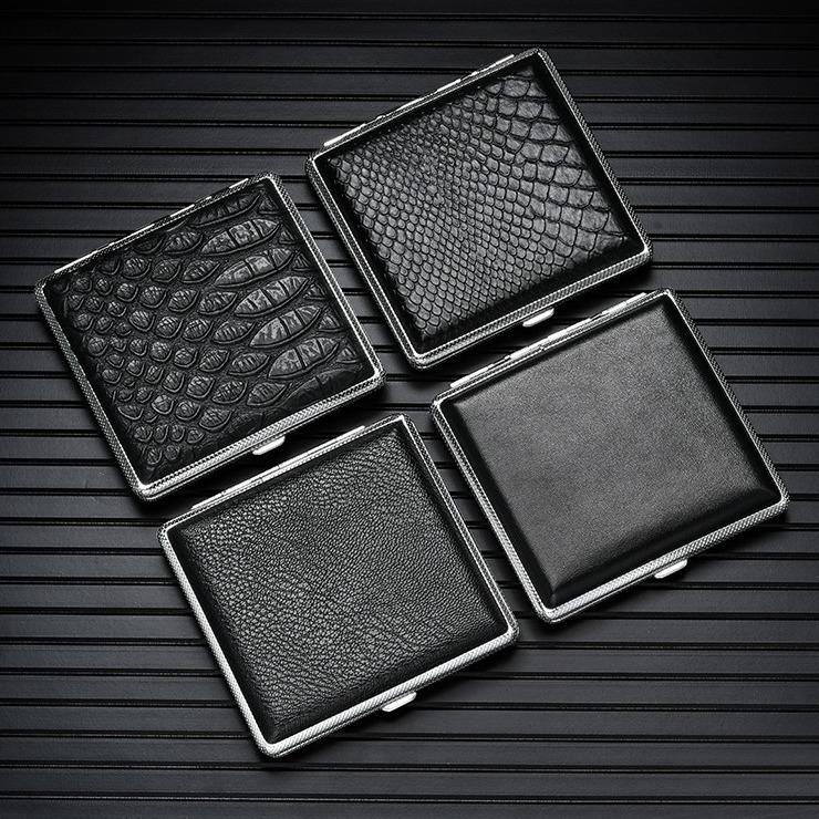 In-Stock Modern Leather 20-Piece Cigarette Case with Elastic Band - Portable Men's Smoking Accessory