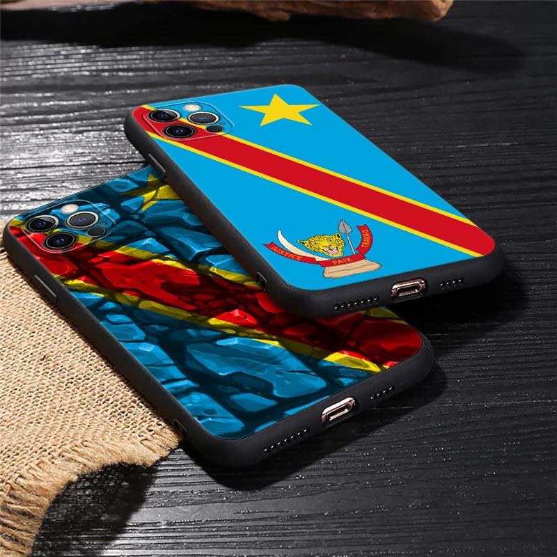 Демократическая Республика Конго Флаг Черный Чехол Для Apple iPhone 15 13 14 12 11 Pro Max Mini XS X 7 8 15 Plus Чехол Мягкие Fundas