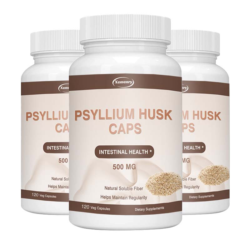 Xemenry - 500mg Psyllium Husk Extract Capsules - Soluble Dietary Fiber - Gut Health