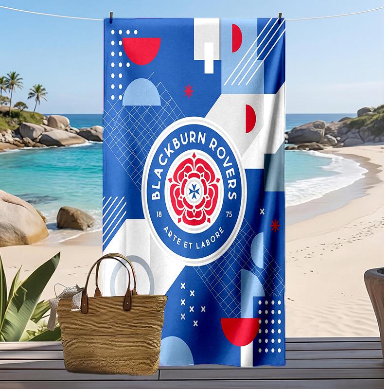 Blackburn Rovers Football Print Beach Towel, Large Soft Quick Dry Towel for Beach Camping Swimming