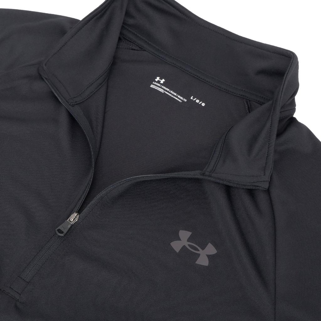 Under Armour Сплошная цветная футболка с длинным рукавом для бега и фитнеса с полумолнией, мужские топы, черные 1328495-001