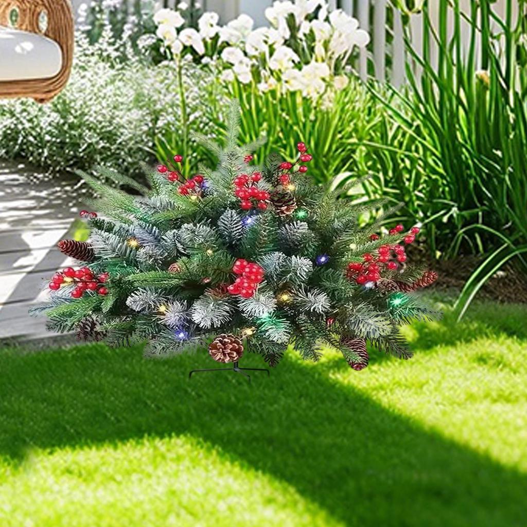 Садовые колышки Рождественская елка 45см Колышек с шишками Красные ягоды Вставка Украшение Искусство Земляные шипы для крыльца Задний двор Дорожка