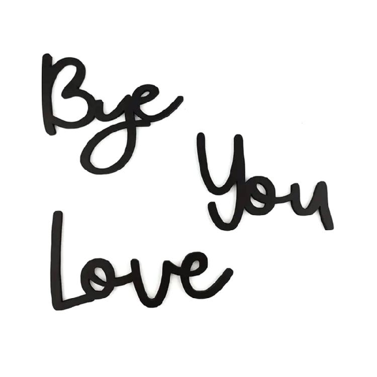 1 Set Love You Bye Wood Sign Black Wall Plaques Decors for Couples and Family Front Door Entryway Aesthetic Decoration
